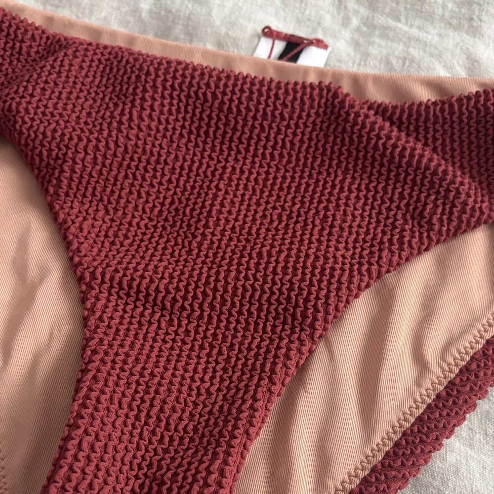 Red Textured Bikini Bottom - Picture 3 of 4